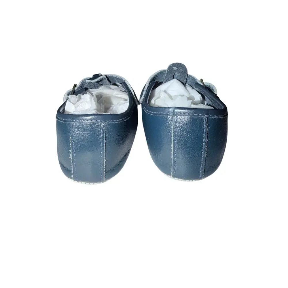 Vintage navy blue baby shoes double strap Maryjanes Mary Janes baby deer USA